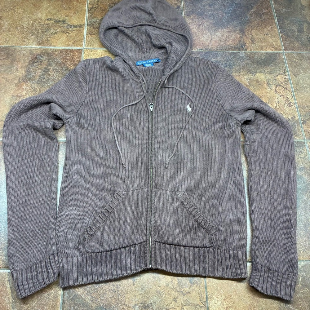 Ralph Lauren Women's Brown Hooded Zip Sweater